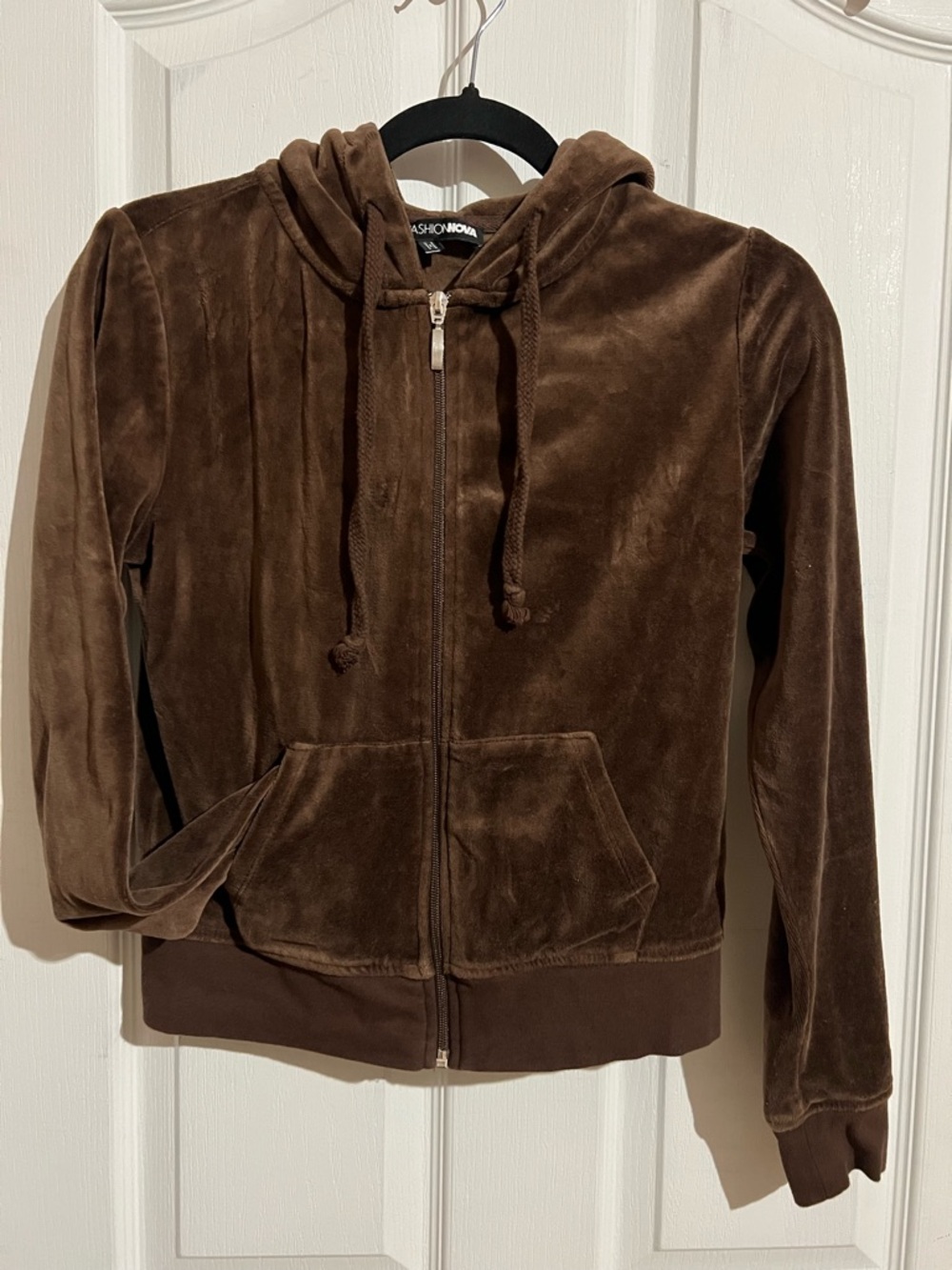 Fashion Nova Chocolate Brown Velour Zip Hoodie